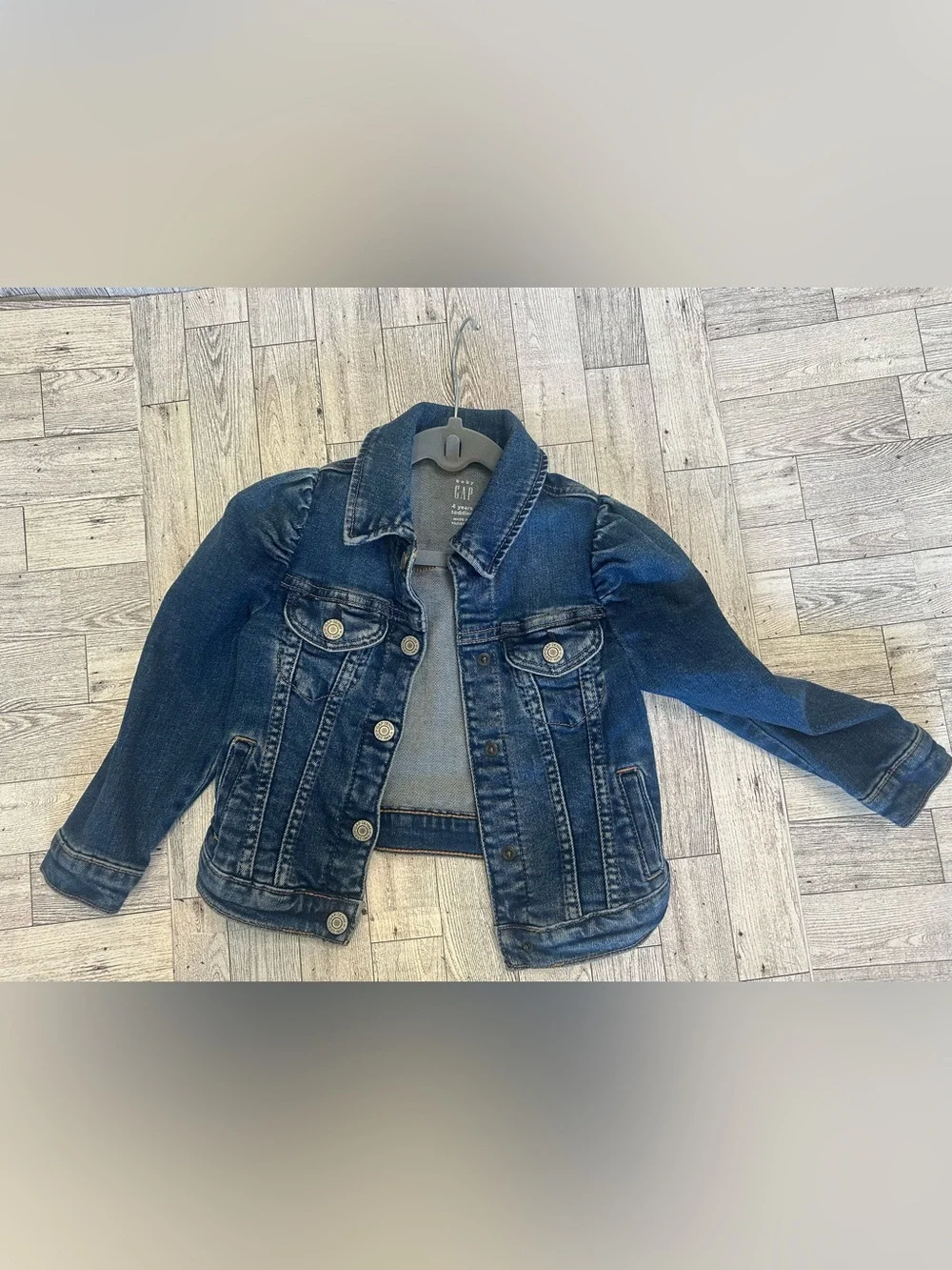 GAP Girls Blue puff shoulder Denim Button-Up Jacket size 4years